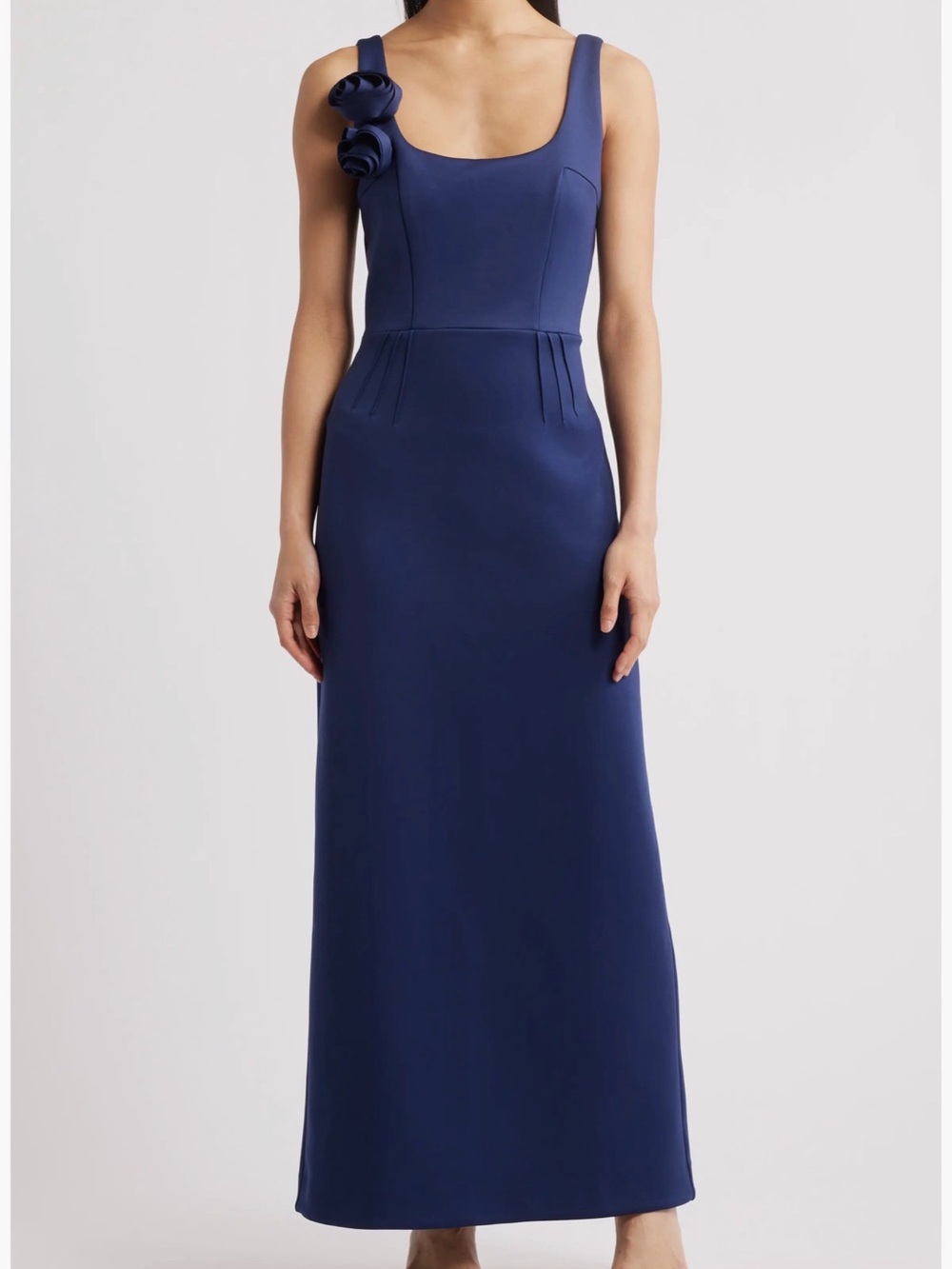 Lilly Pulitzer Navy Scoop-Neck Jade Formal Maxi Dress w/Rosette Detail Sz 12